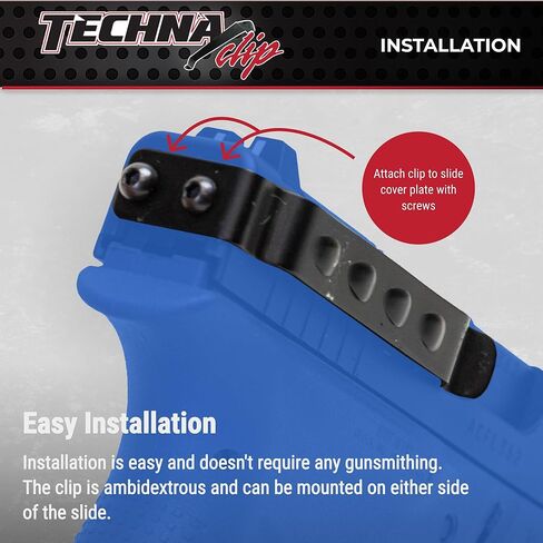 نظام إخفاء مشبك Techna لنماذج Glock - مشبك مسدس فولاذي زنبركي عالي الكربون متين مع طبقة تيفلون 1500 - Ambi، مشبك حافظة مسدس سهل التركيب (أسود) in Kuwait