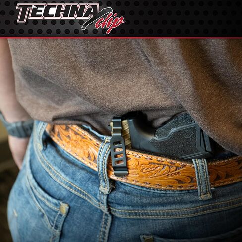 نظام إخفاء مشبك Techna لنماذج Glock - مشبك مسدس فولاذي زنبركي عالي الكربون متين مع طبقة تيفلون 1500 - Ambi، مشبك حافظة مسدس سهل التركيب (أسود) in Kuwait