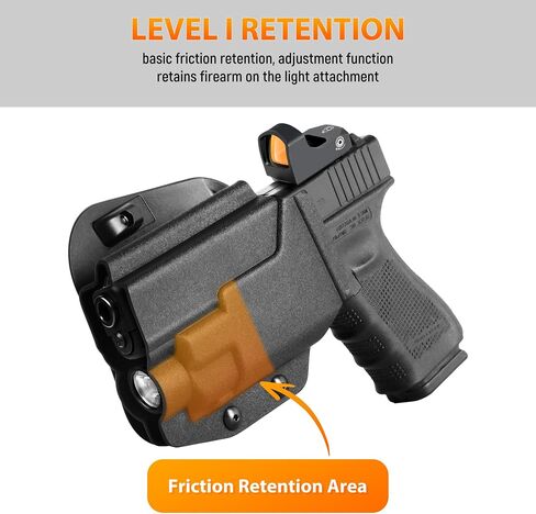 OWB Kydex Light Bearing Holster for Glock 19 Gen5 with Streamlight TLR-8 & TLR-7, Friction Retention Level I Holder, Optic Cut Fit Red Dot Sight in Kuwait