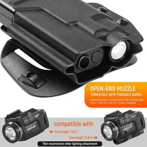OWB Kydex Light Bearing Holster for Glock 19 Gen5 with Streamlight TLR-8 & TLR-7, Friction Retention Level I Holder, Optic Cut Fit Red Dot Sight in Kuwait