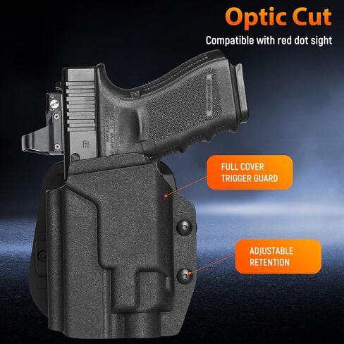 OWB Kydex Light Bearing Holster for Glock 19 Gen5 with Streamlight TLR-8 & TLR-7, Friction Retention Level I Holder, Optic Cut Fit Red Dot Sight in Kuwait