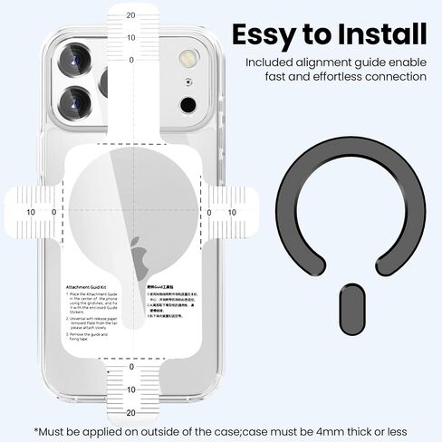 لملصق MagSafe، مغناطيس حلقي مغناطيسي، 2 حزمة محول حلقة MagSafe عالمي متوافق مع ملحقات Magsafe وشحن لاسلكي لهاتف iPhone 17/16/15/14/13/12/11، Galaxy S25/S24 (أسود) in Kuwait