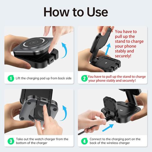 قاعدة شحن صغيرة قابلة للطي 3 في 1 لأجهزة Apple، حامل شاحن لاسلكي لـ Magsafe لسلسلة iPhone 17/Air/16/15/14/13/12، سلسلة ساعات Apple، AirPods pro/2/3/4، هدايا للنساء والرجال (ذهبي) in Saudi Arabia