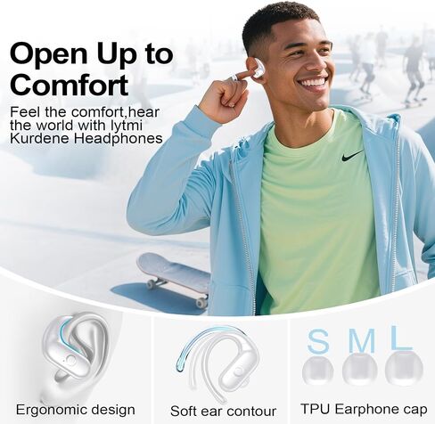 xiwxi Wireless Earbuds Bluetooth Headphones,Over Ear Buds for Sport with Deep Bass Sound,60Hrs Playtime Earphones Designed Comfort Fit with Earhooks for Running,Meeting,Workout-White in Saudi Arabia