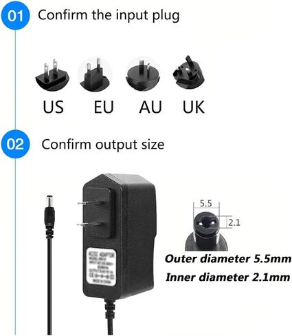 12V 1A 2A Power Cord Adapter DC 5.5 * 2.1MM(2A,US Plug) in Saudi Arabia