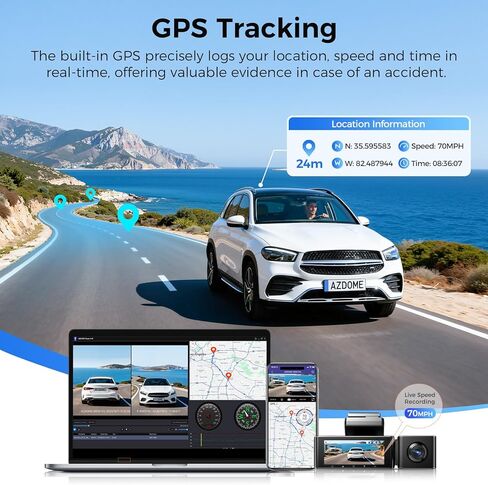 AZDOME ADAS Dash Cam Front and Rear, 4K+2.5K UHD Dash Camera for Cars, 64GB Card Included, Voice Control, Bulit-in 5.8GHz Wi-Fi GPS, 3.19'' IPS Screen Dashcam, Night Vision, 24H Parking Mode M550 Pro in Kuwait