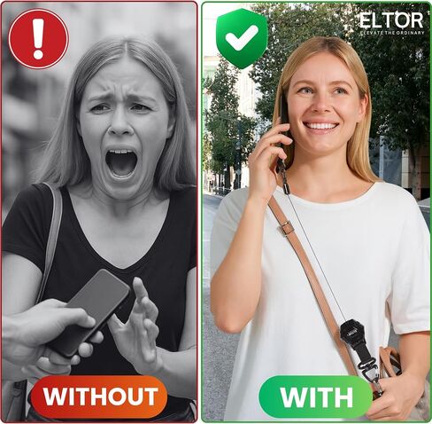 ELTOR Primium Retractable Anti Theft Phone Holder with Heavy Duty Carabiner Belt Clip 31in Extension, Durable Strap Tool Clutchloop. ID Badge Keychain hook Phone tether Prevent Drops in Saudi Arabia