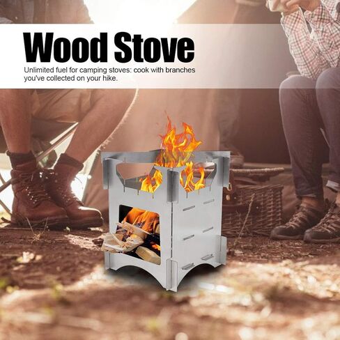 Wood Burning Stove, Portable Stainless Steel Folding Backpacking Stove Mini Cooker for Outdoor Camping Travel Hiking Picnic Outdoor Dining Setfoldable Camping Stove in Saudi Arabia