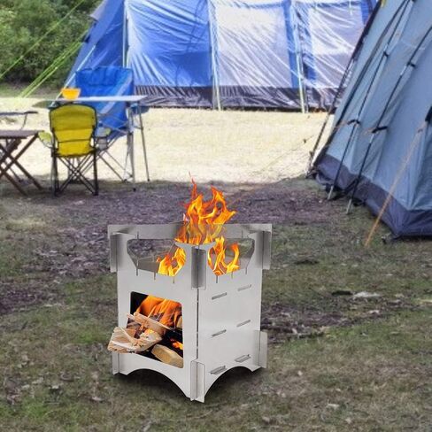 Wood Burning Stove, Portable Stainless Steel Folding Backpacking Stove Mini Cooker for Outdoor Camping Travel Hiking Picnic Outdoor Dining Setfoldable Camping Stove in Saudi Arabia