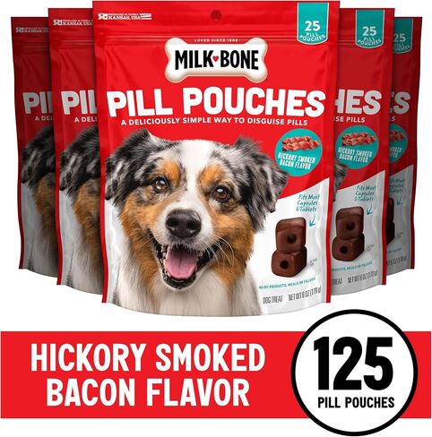 Milk Bone Pill Pouches Dog Treats to Conceal Medication, 6 Ounce (Pack of 5) Approx. 125 Count in Kuwait