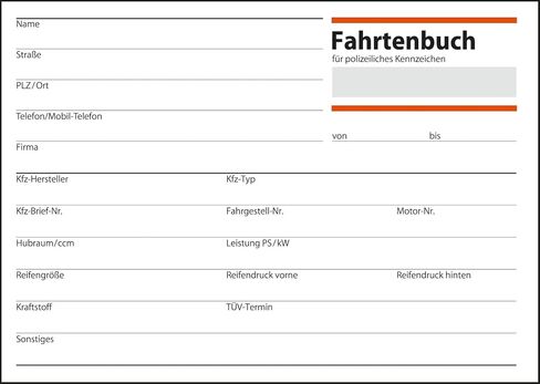 T1179 Set of 3 Journey Logs for Cars, 3 x FA614: A6 Landscape, 80 Pages, for Germany and Austria, Approved by The Financial Office in Kuwait