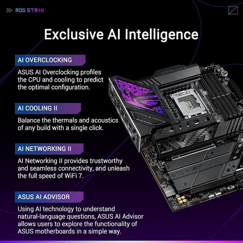ASUS ROG STRIX Z890-E GAMING WIFI - Intel Z890, LGA1851, DDR5 8800, DP, HDMI, 2xUSB4, 7xM.2, USB3.2, WiFi 7+BT, Aura RGB, 5Gb LAN, ATX, 18+1+2+2 power, TB4, NitroPath DRAM, NPU BOOST Motherboard in Saudi Arabia