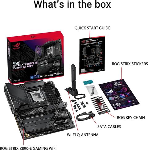 ASUS ROG STRIX Z890-E GAMING WIFI - Intel Z890, LGA1851, DDR5 8800, DP, HDMI, 2xUSB4, 7xM.2, USB3.2, WiFi 7+BT, Aura RGB, 5Gb LAN, ATX, 18+1+2+2 power, TB4, NitroPath DRAM, NPU BOOST Motherboard in Saudi Arabia