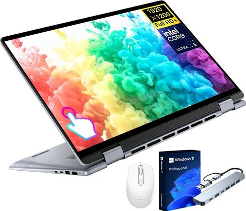 Dell inspiron 16 2 in 1 Business Laptop, 16" FHD+ Touch Screen, Intel Ultra 5 125U, 16" FHD+ Touchscreen, 16 GB LPDDR5X RAM, 2 TB SSD, Intel Graphics, Backlit Keyboard, Windows 11 Pro in Saudi Arabia