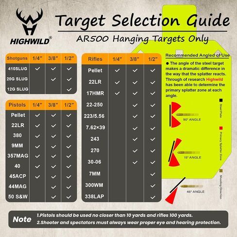 نظام الأهداف الفولاذية Highwild AR500 أهداف فولاذية مقاس 3/8 بوصة مع حامل وأقواس تمديد ولوحات إعادة ضبط DIY | أوراق ورقية، جميع الأجزاء قابلة للاستبدال بشكل منفصل in Saudi Arabia