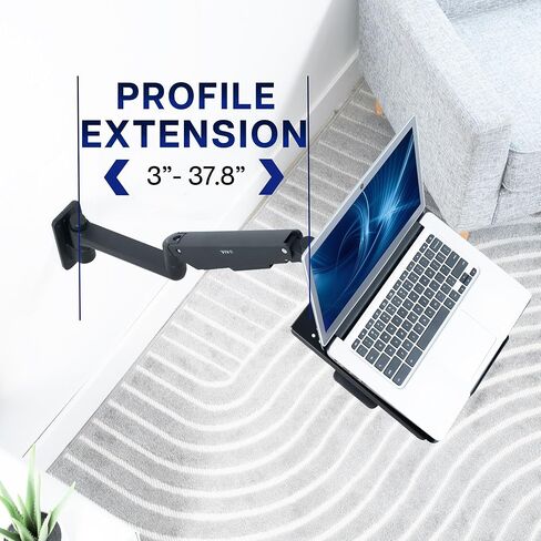 VIVO Sit-Stand 14 Inch Pneumatic Laptop Tray Wall Mount, Articulating Height Adjustable Typing Platform, Floating Workstation, Ergonomic Tilt, Black, MOUNT-KB35L in Saudi Arabia