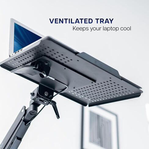 VIVO Sit-Stand 14 Inch Pneumatic Laptop Tray Wall Mount, Articulating Height Adjustable Typing Platform, Floating Workstation, Ergonomic Tilt, Black, MOUNT-KB35L in Saudi Arabia