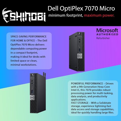 Dell OptiPlex 7070 Micro PC | Intel Core i5-9500T | 16GB RAM | 512GB NVMe | Windows 11 Pro | Built in AX210 WiFi 6E+BT 5.3 | Mini PC | Pc Monitor Mount (Renewed) in Saudi Arabia