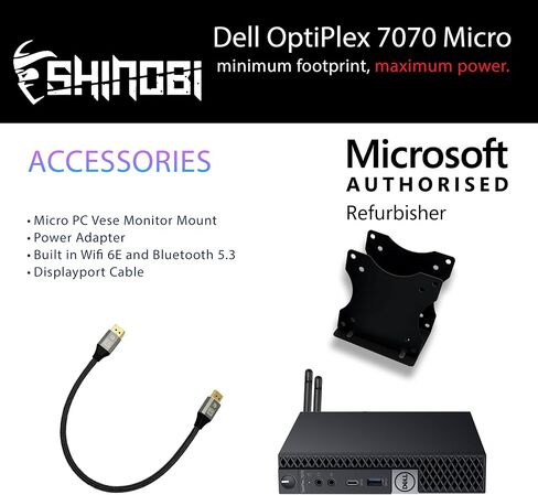 Dell OptiPlex 7070 Micro PC | Intel Core i5-9500T | 16GB RAM | 512GB NVMe | Windows 11 Pro | Built in AX210 WiFi 6E+BT 5.3 | Mini PC | Pc Monitor Mount (Renewed) in Saudi Arabia