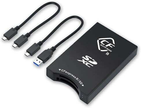 CFexpress Type B & UHS-II SD Card Reader – USB-C 3.2 Gen 2 Dual Slot 10Gbps Adapter for Canon, Nikon, Sony, Fujifilm Cameras – Compatible with Mac, Windows, Android – Plug & Play in Saudi Arabia