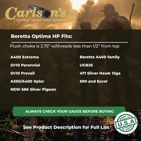 Carlson's Choke Tubes 12 Gauge for Beretta Optima HP [ Mid Range | 0.718 Diameter ] Blued Steel | Cremator Non-Ported Waterfowl Choke Tube | Made in USA in Saudi Arabia