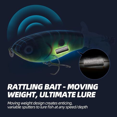 5PCS Whopper Plopper Prop-Action Topwater Fishing Lures with Rotating Propeller Tail for Splashing Action – Bass & Trout, Freshwater & Saltwater in Saudi Arabia