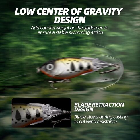 5PCS Whopper Plopper Prop-Action Topwater Fishing Lures with Rotating Propeller Tail for Splashing Action – Bass & Trout, Freshwater & Saltwater in Saudi Arabia