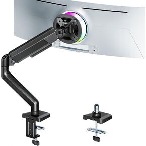 ARES WING Heavy Duty Single Monitor Arm - Fully Adjustable Monitor Mount for 17"-40" Ultrawide Screens up to 26.4 lbs with Clamp/Grommet Desk Mount, 75/100 Vesa Mount, Black in Saudi Arabia