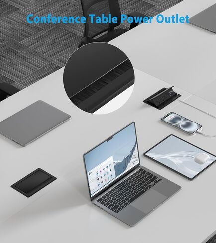 Recessed Conference Table Power Hub with 20W USB-C PD Fast Charging, Flush Mounted for Desks, Kitchens & RVs, 6FT Power Cord (Black) in Saudi Arabia