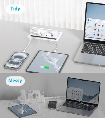 محور طاقة لطاولة المؤتمرات مع شحن سريع 20 وات USB-C PD، مثبت على المكاتب والمطابخ والمركبات الترفيهية، وسلك طاقة بطول 6 أقدام (أسود) in Kuwait