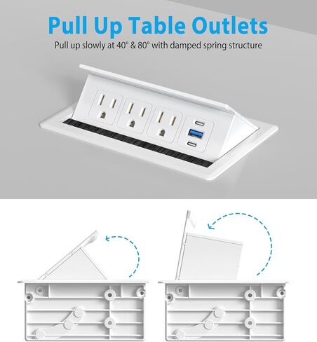 محور طاقة لطاولة المؤتمرات مع شحن سريع 20 وات USB-C PD، مثبت على المكاتب والمطابخ والمركبات الترفيهية، وسلك طاقة بطول 6 أقدام (أسود) in Kuwait