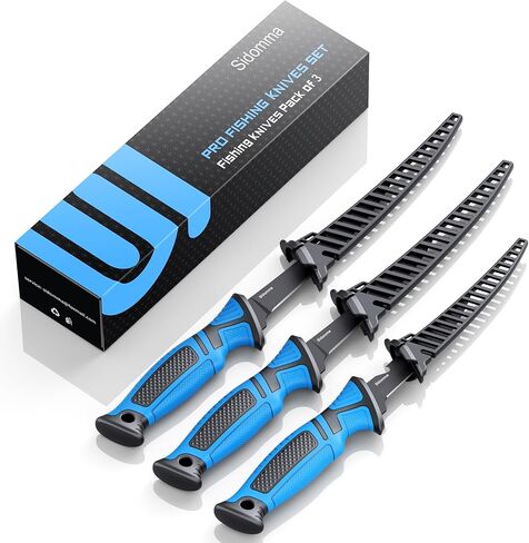 Fillet Knife and Bait Knife Set Performance 5"-6"-7" G4116 German Flex Razor Sharp Stainless-Steel Blade with Sheath for Filleting and Boning, Pro Fishing Gear and Equipment Tools, Cool Fishing Gift for Men (Black-Red) in Saudi Arabia