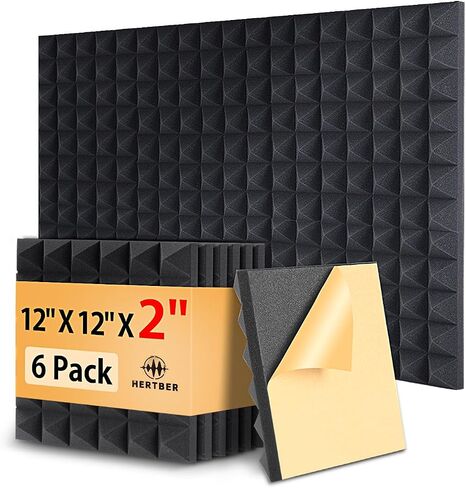 24 Pack Acoustic Foam Panels, Self-adhesive Grooved Black Sound Proofing Panels, 12x12x2 Inches, High Density Sound Proof Foam Panels for Walls, Studio Recording, Office, Home in Saudi Arabia
