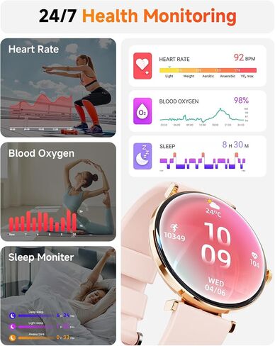 ساعة ذكية للنساء متوافقة مع Android iPhone [المكالمات/جسم معدني رفيع]، شاشة AMOLED ميكرو كروية مقاس 1.43 بوصة، ساعة رياضية مقاومة للماء IP68 مع مراقب النوم/معدل ضربات القلب، عداد الخطى لخطوات الأميال in Kuwait