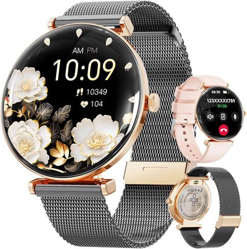 Smart Watch for Women with Android iPhone Compatible[Calls/Metal Thin Body],1.43" Micro-Spherical AMOLED Screen,IP68 Waterproof Sports Watch with Sleep/Heart Rate Monitor,Pedometer for Steps Miles in Kuwait