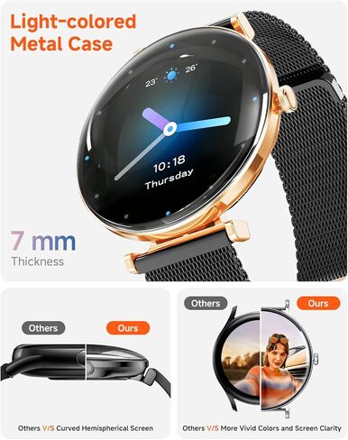 Smart Watch for Women with Android iPhone Compatible[Calls/Metal Thin Body],1.43" Micro-Spherical AMOLED Screen,IP68 Waterproof Sports Watch with Sleep/Heart Rate Monitor,Pedometer for Steps Miles in Kuwait