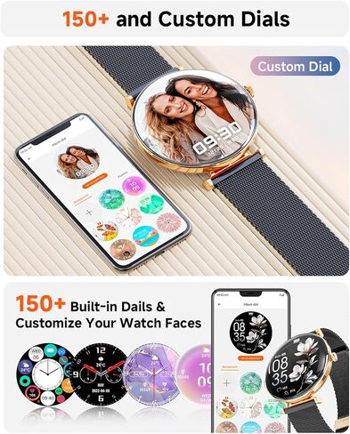 Smart Watch for Women with Android iPhone Compatible[Calls/Metal Thin Body],1.43" Micro-Spherical AMOLED Screen,IP68 Waterproof Sports Watch with Sleep/Heart Rate Monitor,Pedometer for Steps Miles in Kuwait