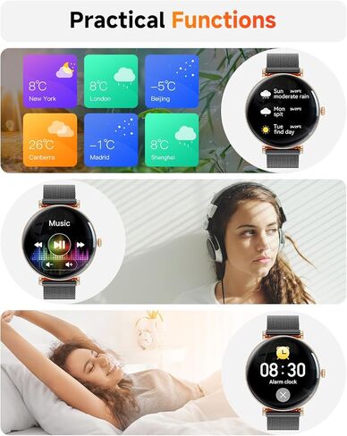 Smart Watch for Women with Android iPhone Compatible[Calls/Metal Thin Body],1.43" Micro-Spherical AMOLED Screen,IP68 Waterproof Sports Watch with Sleep/Heart Rate Monitor,Pedometer for Steps Miles in Kuwait