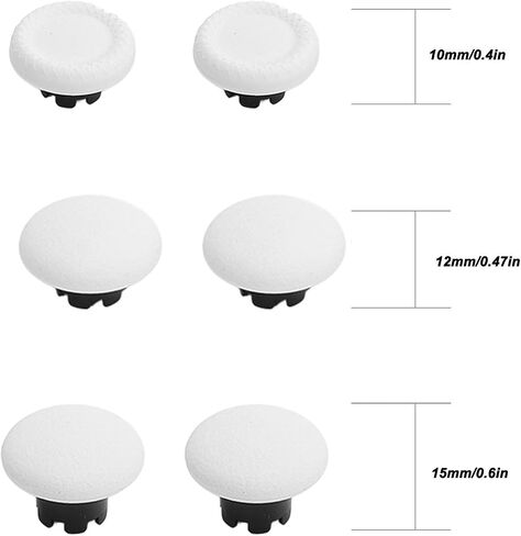 Thumbstick Caps Replacement Kit for Edge, Pro Elite, Pro, X Box Series Controllers, 6 Thumb Stick Grip Caps+2 Replacement Thumbstick (White) in Saudi Arabia