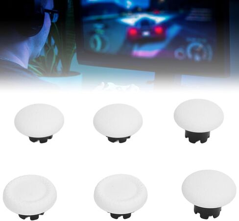 Thumbstick Caps Replacement Kit for Edge, Pro Elite, Pro, X Box Series Controllers, 6 Thumb Stick Grip Caps+2 Replacement Thumbstick (White) in Saudi Arabia