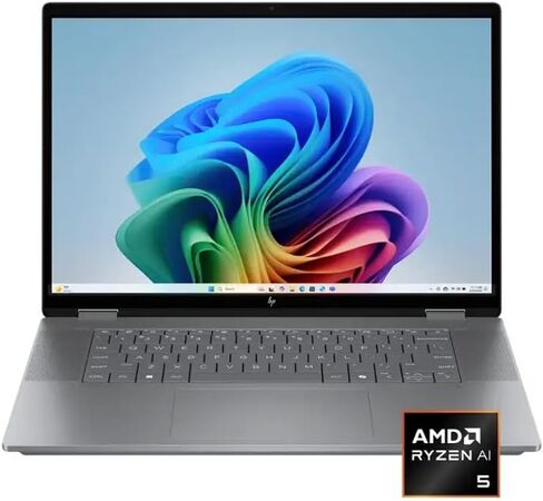 HP OmniBook X FILP Copilot+ PC 16 بوصة 2K Touch 2-in-1 Touchs لاب توب، AMD Ryzen AI 5 340، ذاكرة الوصول العشوائي DDR5 سعة 16 جيجابايت، 512 جيجابايت SSD، لوحة مفاتيح بإضاءة خلفية، Copilot+ PC، Windows 11 Home، فضي Meteor، 16-ar0013dx in Saudi Arabia