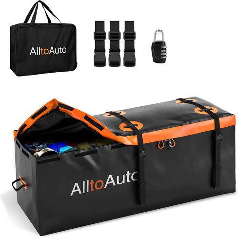 20 CuFt Waterproof Cargo Bag for Hitch Carrier | 60"x20"x29" Trailer Hitch Cargo Carrier | Weatherproof Truck Bed Storage with Straps, Lock & Carry Case | PVC Vehicle Soft-Shell Carriers in Saudi Arabia