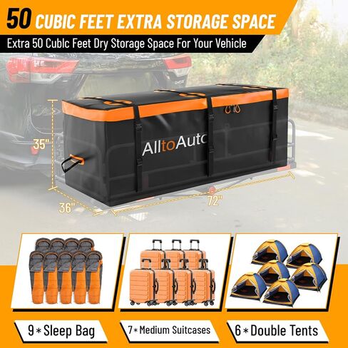 20 CuFt Waterproof Cargo Bag for Hitch Carrier | 60"x20"x29" Trailer Hitch Cargo Carrier | Weatherproof Truck Bed Storage with Straps, Lock & Carry Case | PVC Vehicle Soft-Shell Carriers in Saudi Arabia