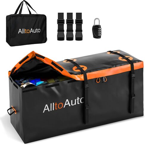 20 CuFt Waterproof Cargo Bag for Hitch Carrier | 60"x20"x29" Trailer Hitch Cargo Carrier | Weatherproof Truck Bed Storage with Straps, Lock & Carry Case | PVC Vehicle Soft-Shell Carriers in Saudi Arabia