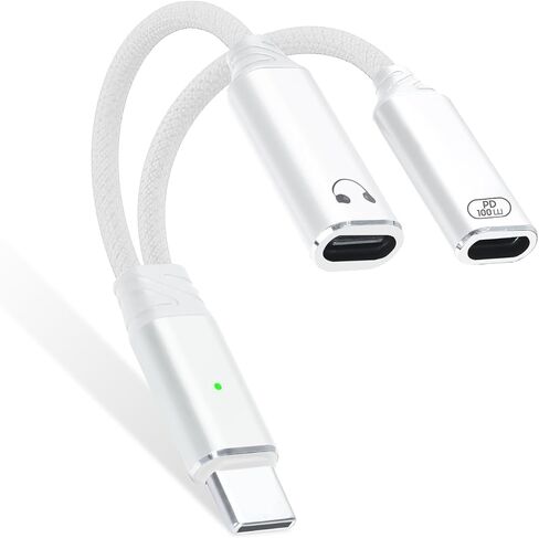 محول صوت وشحن 1 إلى 2 USB-C، يدعم الشحن والاستماع إلى الموسيقى، ونقل البيانات بسرعة 480 ميجابت في الثانية، مناسب لسلسلة iPhone 16/15، وiPad، وMacBook، وGalaxy S24/S23، وما إلى ذلك (رمادي) in Saudi Arabia