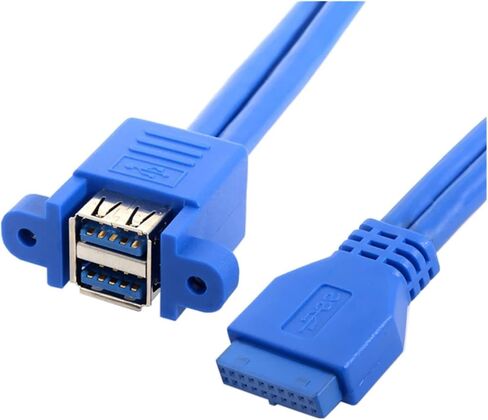 USB 3.0 A Female 2port to USB 3.0 20pin 19pin Female Motherboard Mount Cable Adapter with Screw 50cm in Kuwait