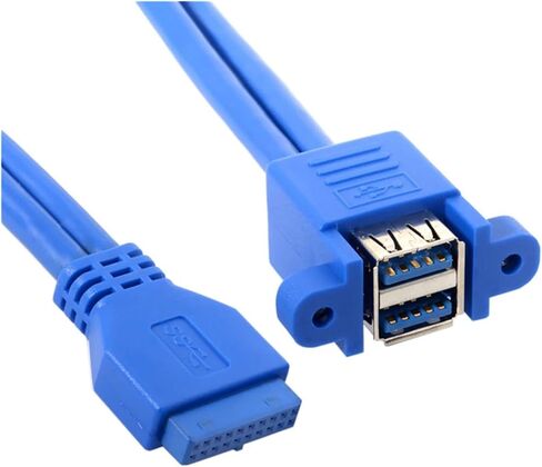 USB 3.0 أنثى 2 منفذ إلى USB 3.0 20pin 19pin أنثى اللوحة الأم جبل مهائي كابلات مع المسمار 50 سنتيمتر in Saudi Arabia