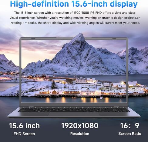 Laptop, 32GB RAM 1TB SSD Laptop Computer, 6500Y Processor (Beats N5095, Up to 3.4GHz), 15.6" FHD IPS Display Win 11 Laptops pc, WiFi 5, BT 5.2, HDMI, USB-C, Long Battery Life Laptops for Student in Saudi Arabia