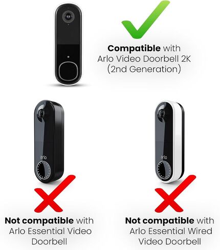 Wasserstein Power Adapter (5.2V 2A) with L-Shaped USB-C Cable (26ft.) & Backplate - Compatible with Arlo Video Doorbell 2K (2nd Generation) (White) (Doorbell NOT Included) in Saudi Arabia