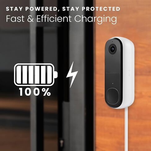 Wasserstein Power Adapter (5.2V 2A) with L-Shaped USB-C Cable (26ft.) & Backplate - Compatible with Arlo Video Doorbell 2K (2nd Generation) (White) (Doorbell NOT Included) in Saudi Arabia